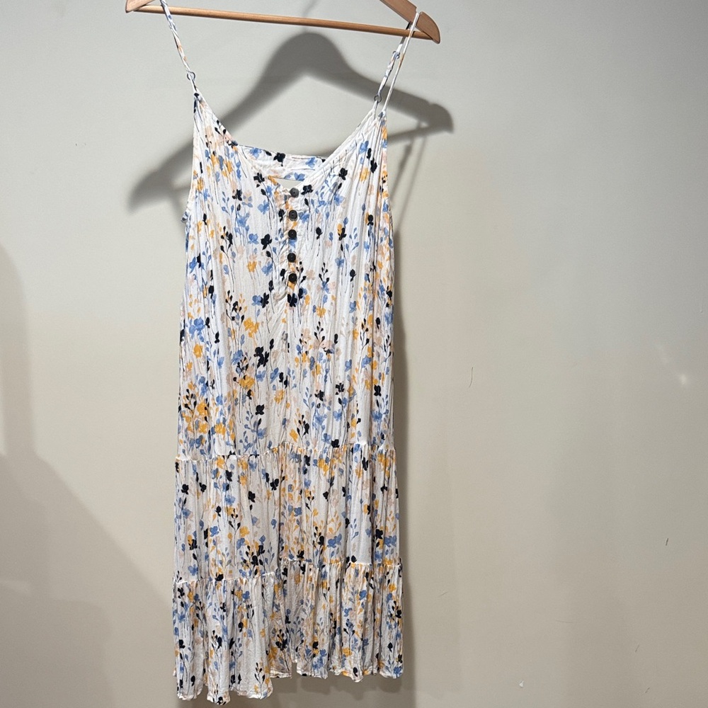 Elegant Floral Midi Dress with Spaghetti Straps
